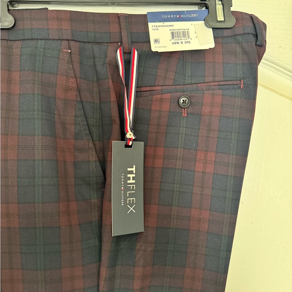 Tommy Hilfiger Men's Plaid Dress Pants - Burgundy and Navy